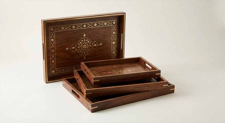 Brass inlaid trays